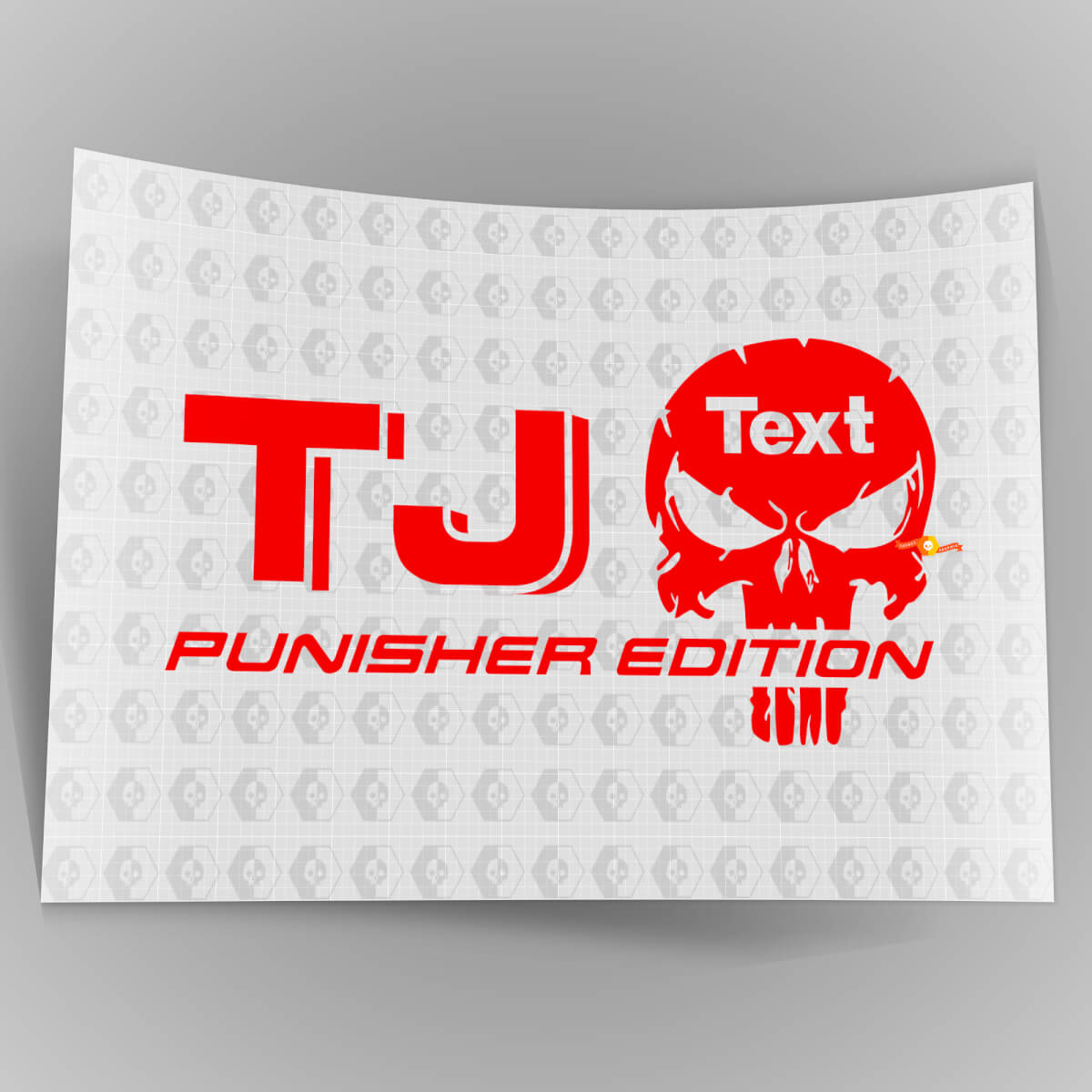 Custom Text Punisher Edition Vinyl Sticker Decal Pair for Jeep TJ