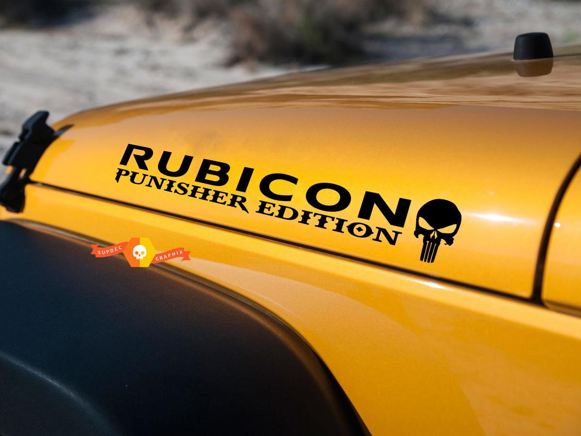 Jeep Wrangler Rubicon Punisher TJ LJ JK JKU Vinylhaube Aufkleber Aufkleber Auto LKW 2