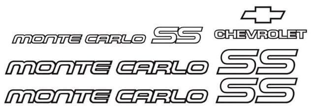 Chevrolet Monte Carlo SS Restoration Vinyl Decal Kit for 1985-1986