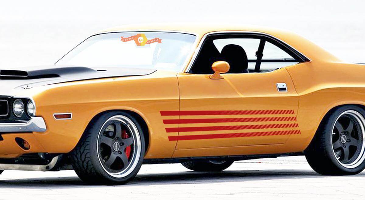 Rally Side Strobe Stripes Vinyl Decals Kit for Dodge Challenger 1972–1974