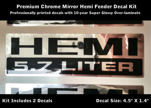 Hemi Decals 5,7 Liter Chrom Schwarz Paar Aufkleber Grafik 0079