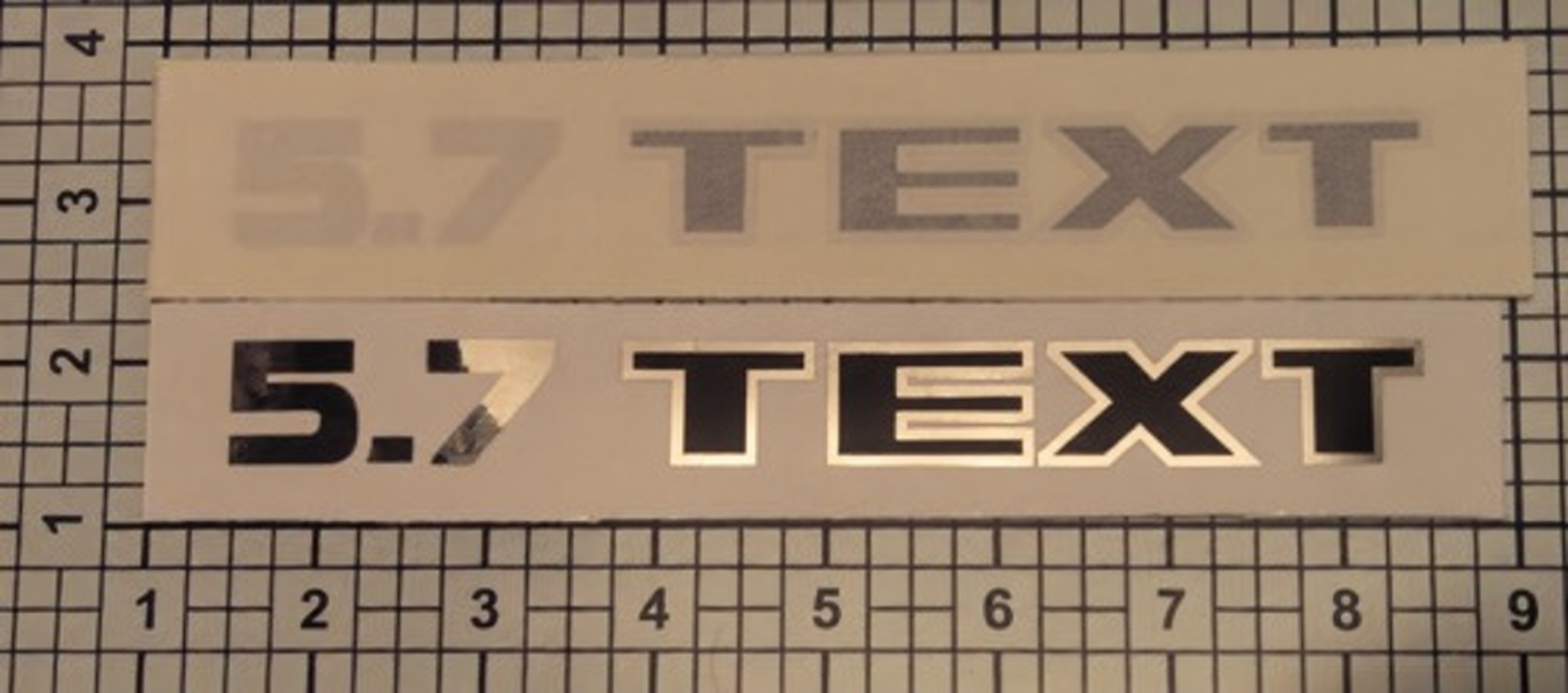 5.7 Custom Text Chrome and Black Hood Scoop Decals - Pair for Dodge