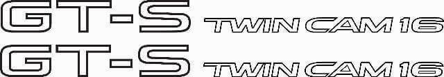 GT-S Twin Cam 16 Outline Side Vinyl Decal Set for Toyota Corolla AE86