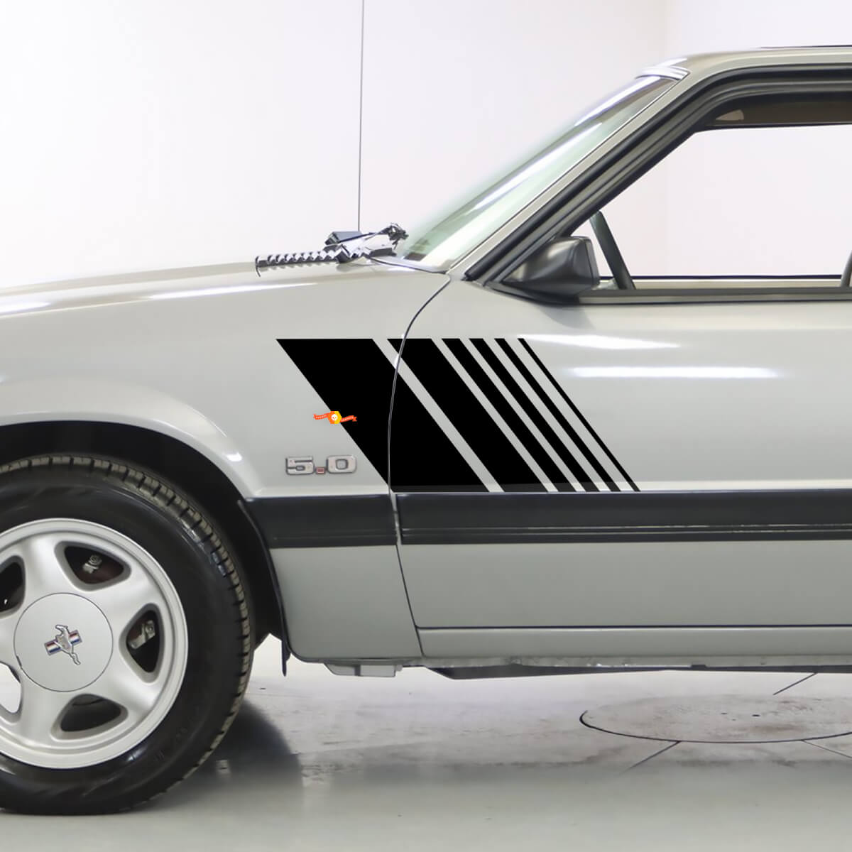  1979-1993 Ford Mustang Faded Side Stripes Strobe Stickers Decals kit 79- 93