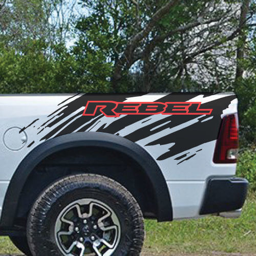 Rebel Splash Rear Side Vinyl Decal Kit for Dodge Ram