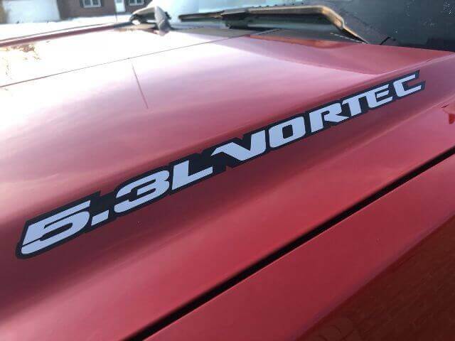 5.3L Vortec Outline Hood Vinyl Decal Set for Chevy GMC Trucks