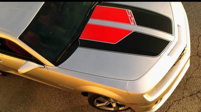  Twin Hood Stripes Vinyl Decal Kit For Chevrolet Camaro SS 2010-2013