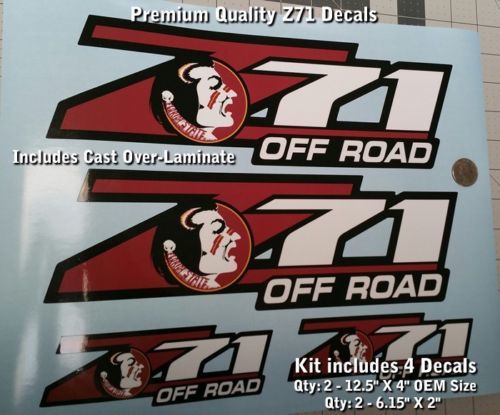Z71 Decal Kit OEM Size Florida Seminoles FSU Design Includes 0020