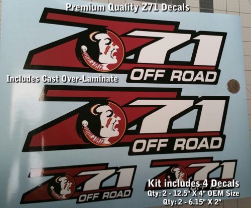 Z71 Florida State University Style Bedside Vinyl Decal Sticker for Chevrolet Silverado