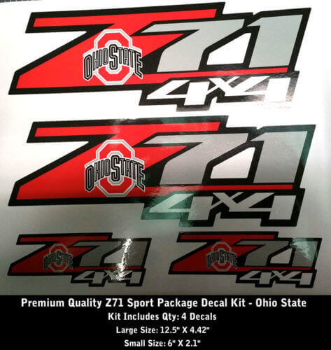 Z71 4x4 Ohio State Style Side Vinyl Decal Kit for Chevrolet Trucks