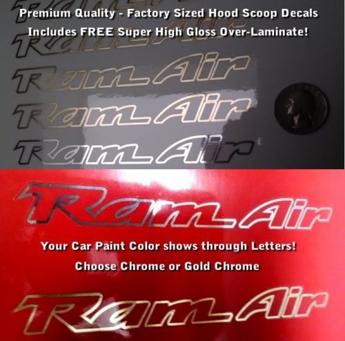 Trans Am Ram Air Hood Scoop Decals SET X2 OUTLINE ONLY CHROME OR GOLD