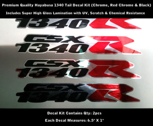1340 R Aufkleber Hayabusa Kit 2 Stück GSXR Chrom Schwarz Rot Chrom 6,5 
