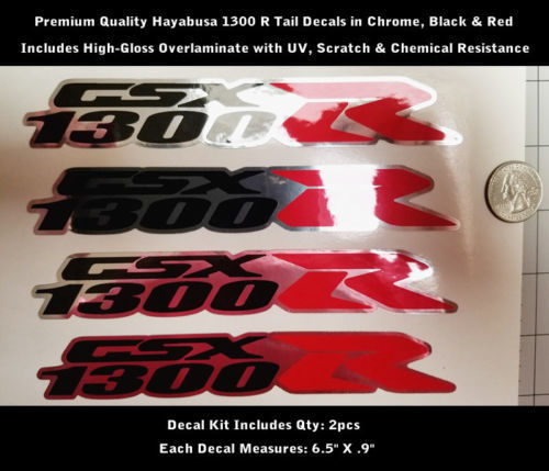 1300 R Hayabusa GSXR Tail Decal Kit 2pcs Chrome Red Black UV Laminated 0172
