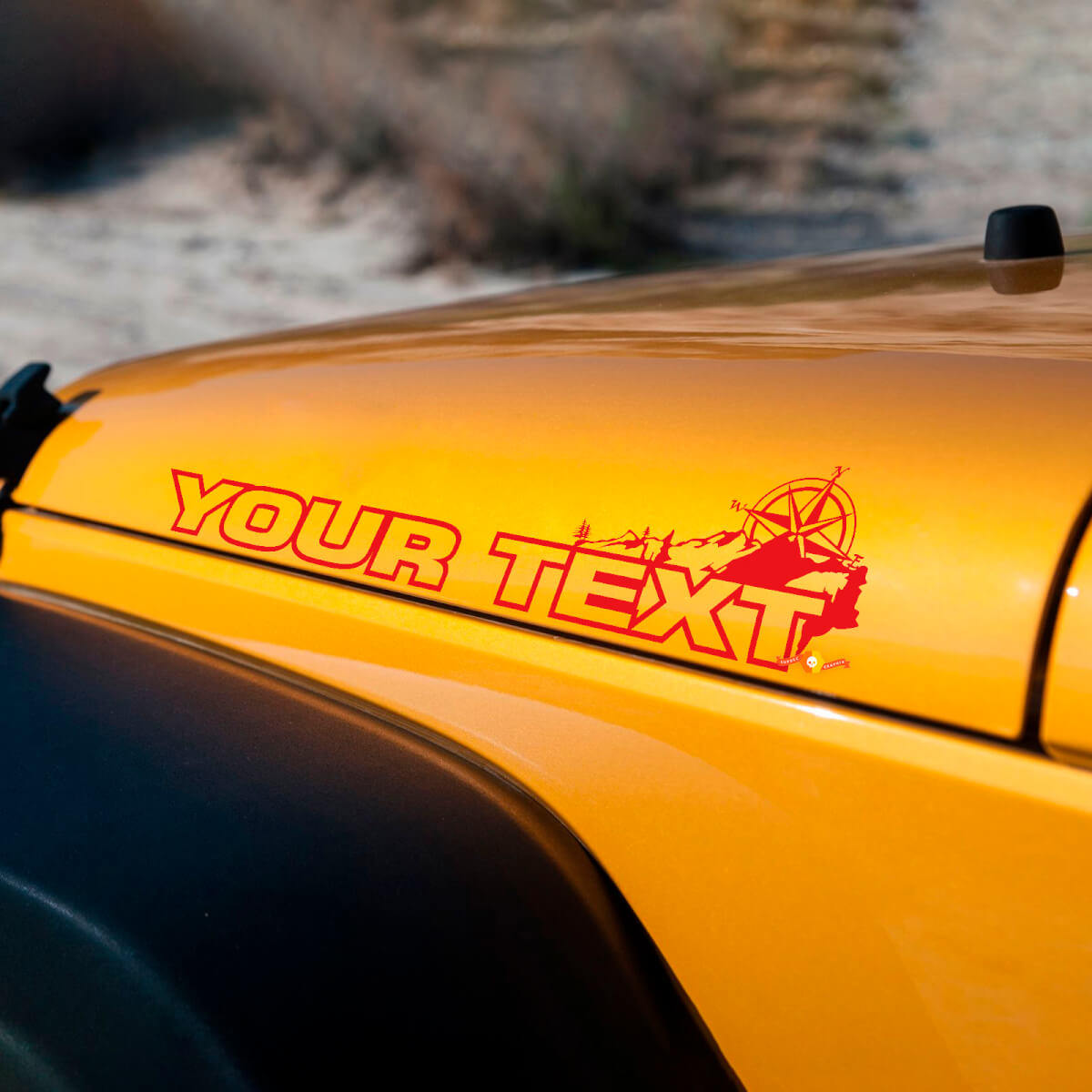 Pair Rubicon Hood Vinyl Stickers Decals for Jeep Wrangler Unlimited or Custom Text