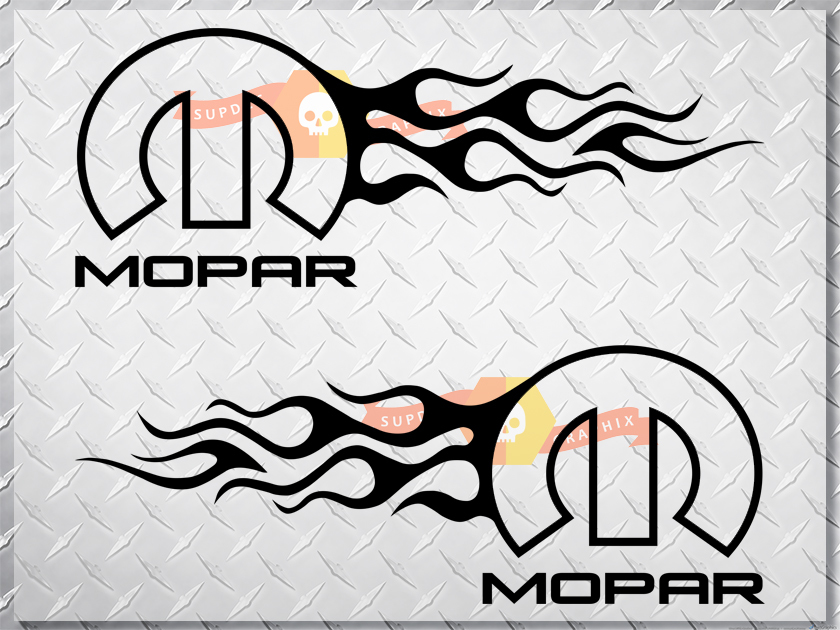 Mopar Dodge Chrysler Jeep Flammenstil Logo Rechts & Links Auto Aufkleber Aufkleber