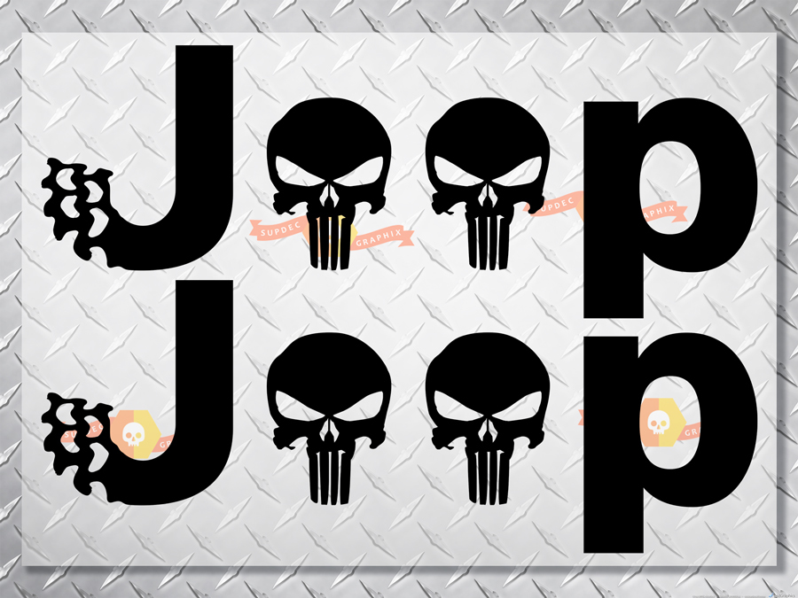 Jeep Punisher Skulls Vinyl Decals for Wrangler Side Bump Sticker Stickers