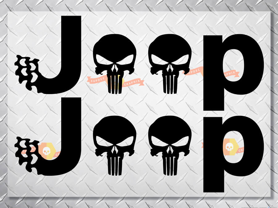 Punisher Skulls Side Bump Vinyl Decals Stickers for Jeep Wrangler