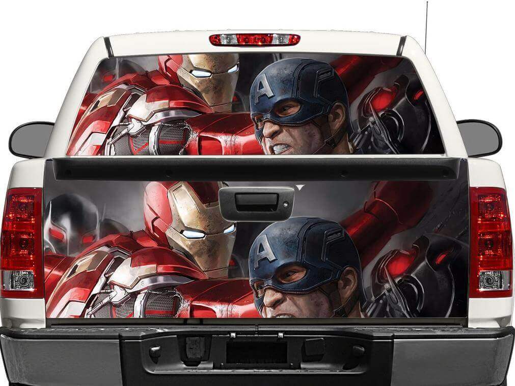 Iron Man & Captain America Rear Window or Tailgate Decal for Pick-up Trucks SUVs