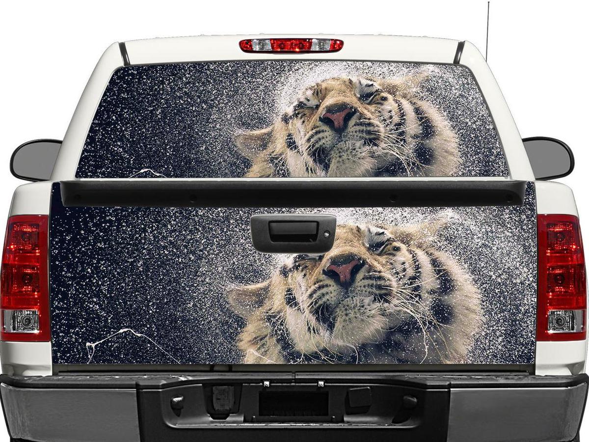 Tiger and water Rear Window OR tailgate Decal Sticker Pick-up Truck SUV Car
