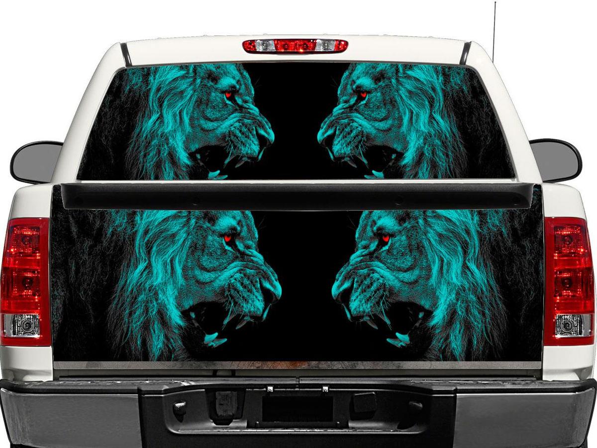 Leone Lions Predator Carnivore Cat Cats Predator Finestra posteriore o portellone Adesivo Decalcomania Pick-up Truck SUV Auto