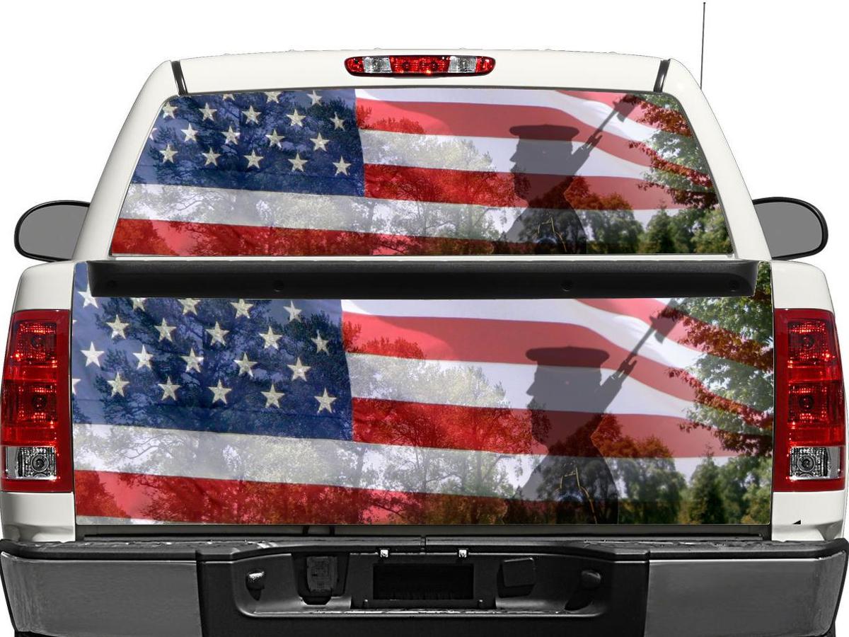 US USA Americans Military Veterans Rear Window OR tailgate Decal Sticker Pick-up Truck SUV Car
