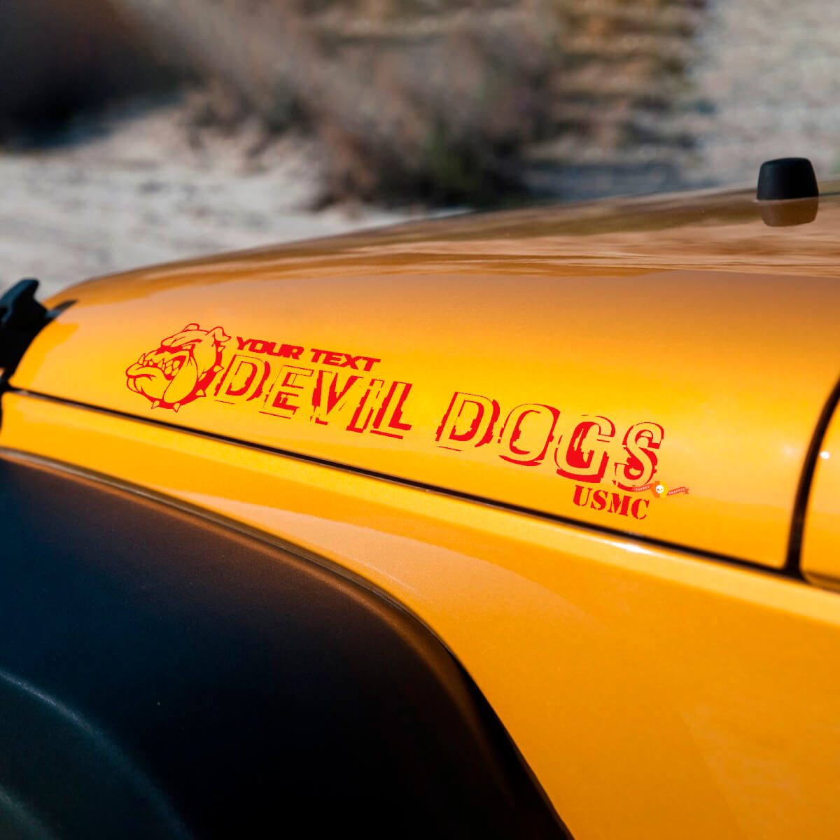 Devil Dog Bulldog Edition Devil Dogs USMC Hood Vinyl Stickers Decals for Jeep Wrangler Hoods