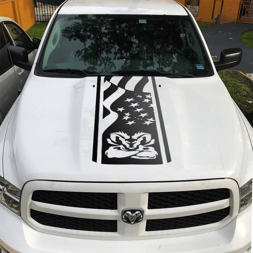 USAFlag Hemi Style Hood Stripe Vinyl Decal for Dodge Ram 1500-3500