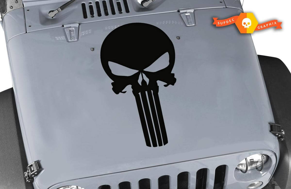 Punisher Logo Hood Vinyl Decal Sticker for Jeep Wrangler TJ LJ JK