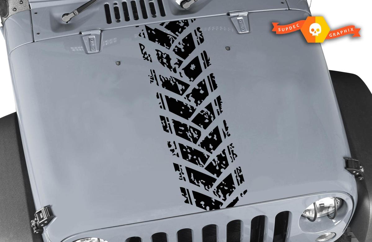 Jeep Wrangler TJ LJ JK JKU Reifen Profil LKW Zeichen Schlamm Motorhaube Vinyl Aufkleber Auto