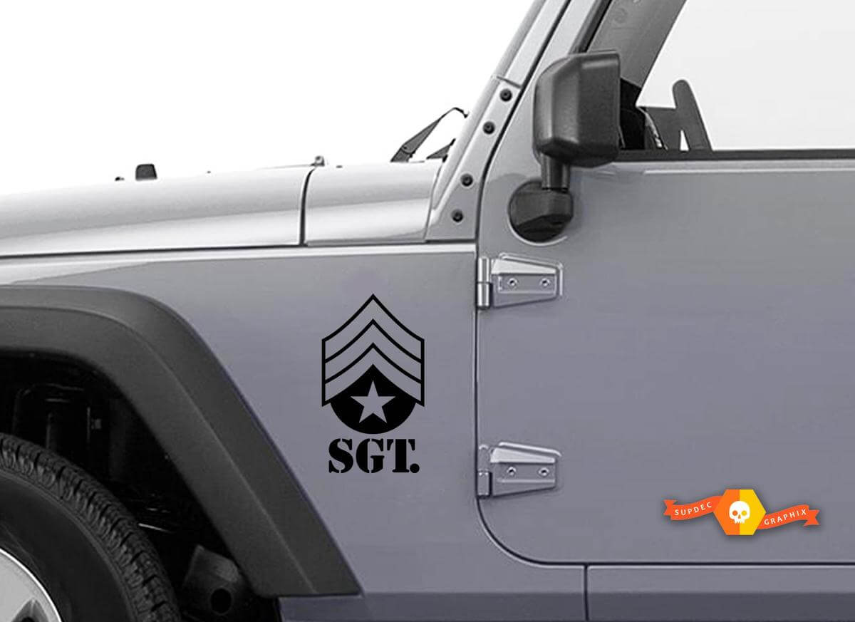 Military Sergeant SGT Side Fender Decal Kit for Jeep Wrangler TJ LJ JK