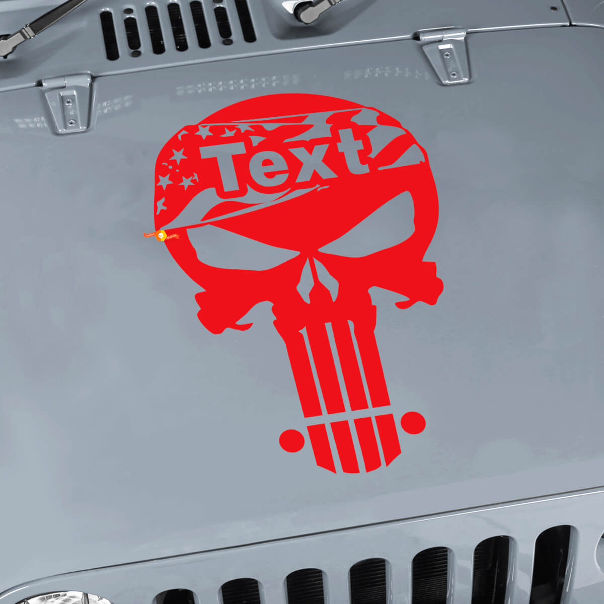 Punisher Skull Flag Hood Vinyl Sticker Decal Kit Set for Jeep Wrangler TJ LJ JK