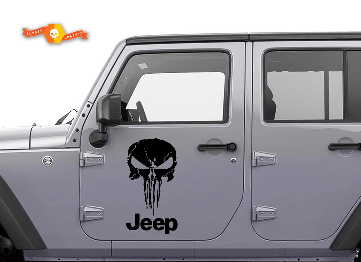 MULTI-COLOR sticker compatible with Jeep Rubicon Unlimited sport YJ TJ JK JK JL JLU 15-22 Punisher Skull hood decal 2 