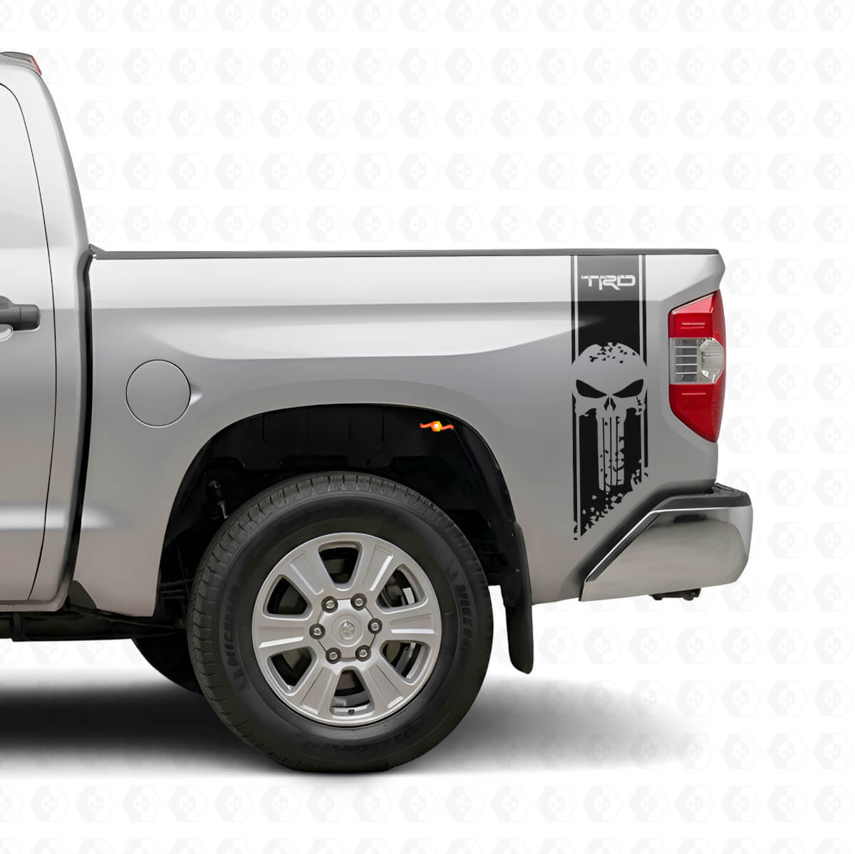 TRD Punisher Skull Rear Side Vinyl Decal Set for Toyota Tacoma Tundra