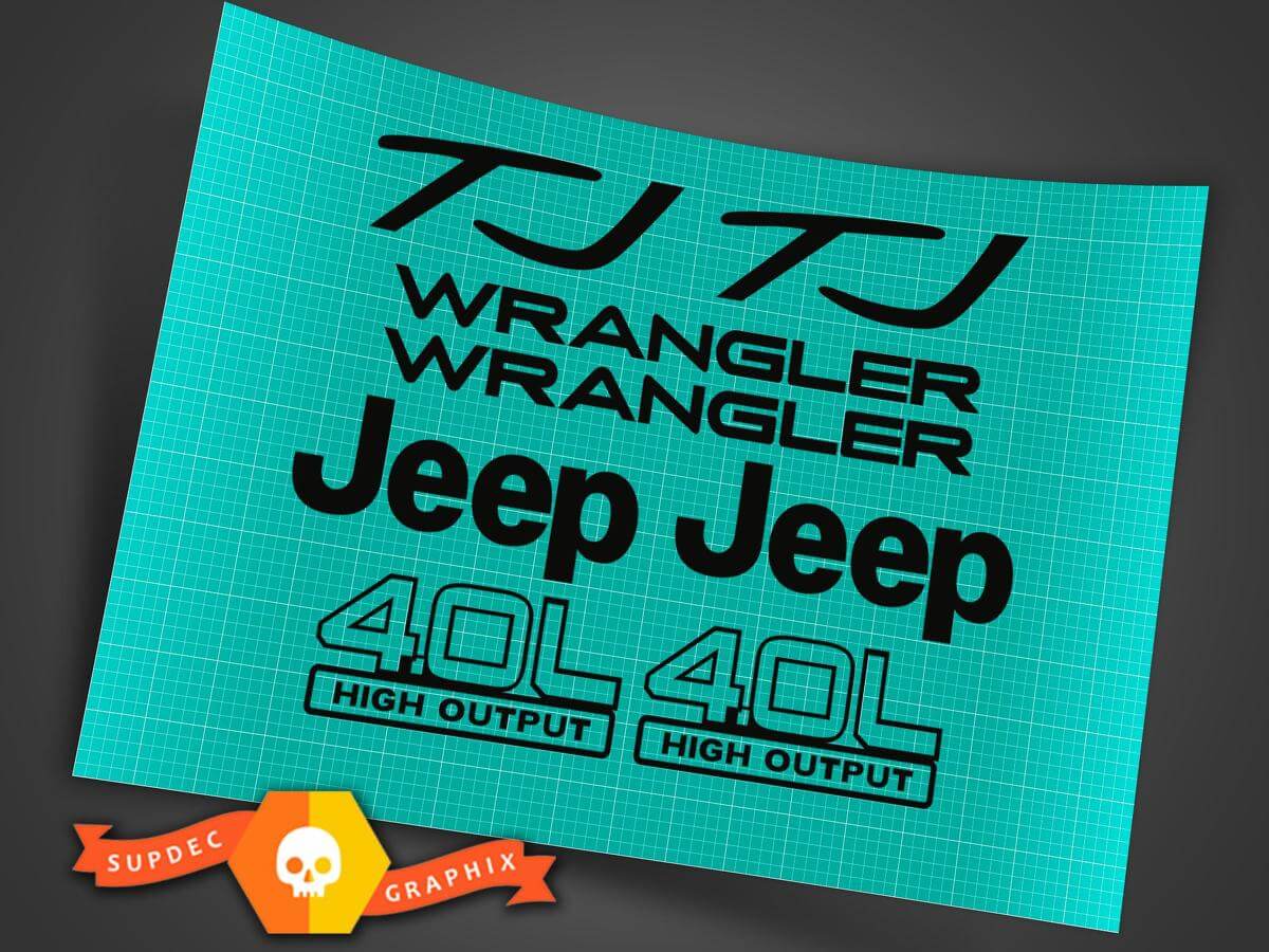 Sport 4.0 High Output Stickers Decals Kit for Jeep Wrangler YJ TJ