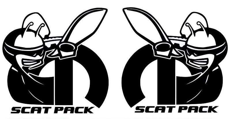 2 X Dodge Challenger Scat Pack 392 HEMI Shaker Hood Stickers Decal Emblem Scatpack