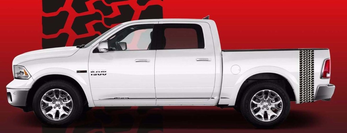 Dodge Ram 2016 HEMI MOPAR SPORT GROSSES HORN Reifenprofil Truck Bed Decal Set