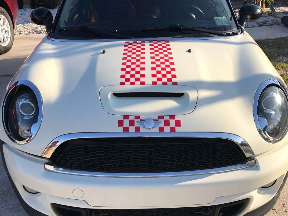  Checkered Stripes Vinyl Decals Stickers 2 For Mini Cooper Clubman 2008-2013