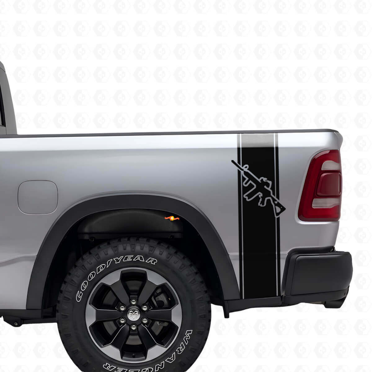AR-15 Rifle Rear Side Stripes Vinyl Decal Set for Trucks