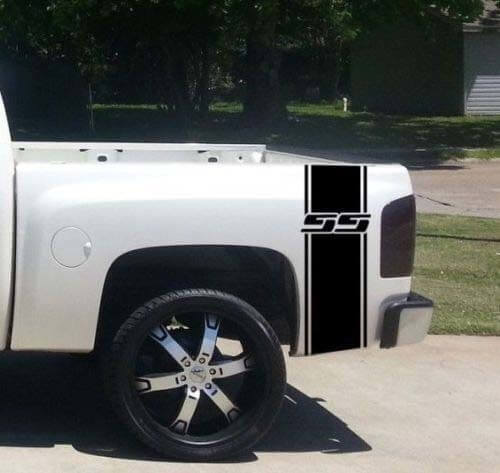 SS Logo Outline Stripes Bedside Vinyl Decal Sticker for Chevrolet Silverado