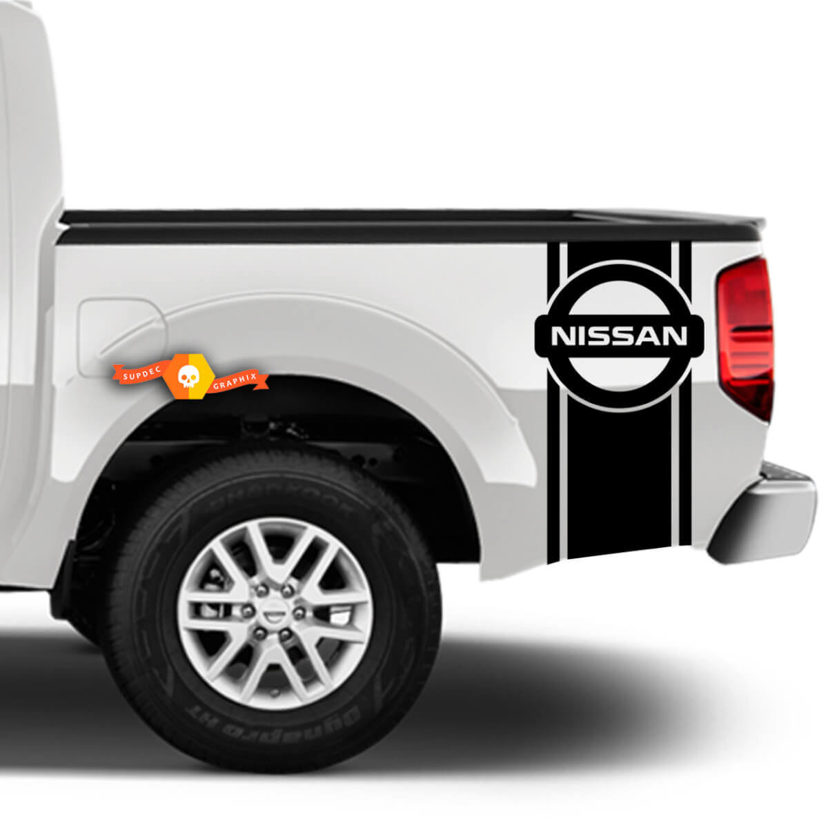 Nissan Logo Rear Side Stripes Vinyl Decal Kit for Nissan Pickup