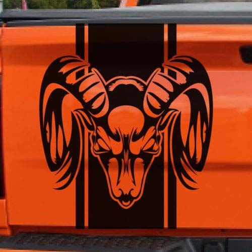 Stripe Logo Graphic Decal Sticker fits Dodge Ram Side Rear Skull Bed