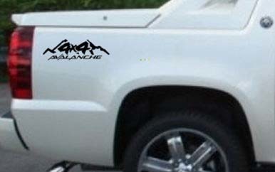 Black Chevy Avalanche 4x4 Truck Bed Side Stripes Decal Set Custom Sizing