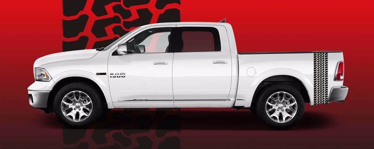 Dodge Ram 2009-2018 HEMI MOPAR SPORT GROSSES HORN Reifenprofil Truck Bed Decal Set