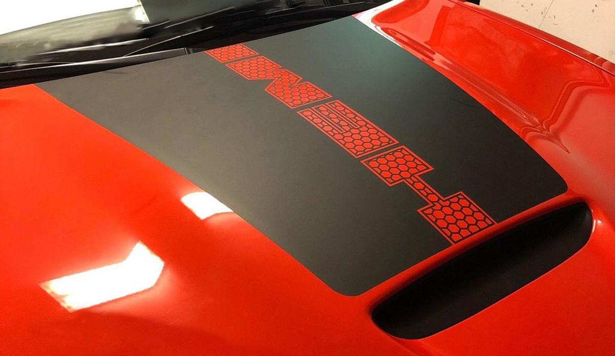 HOOD Sticker Decal Graphic 2018 CHARGER SRT Stripe HEMI 12yr vinyl HONEYCOMB SCAT 392