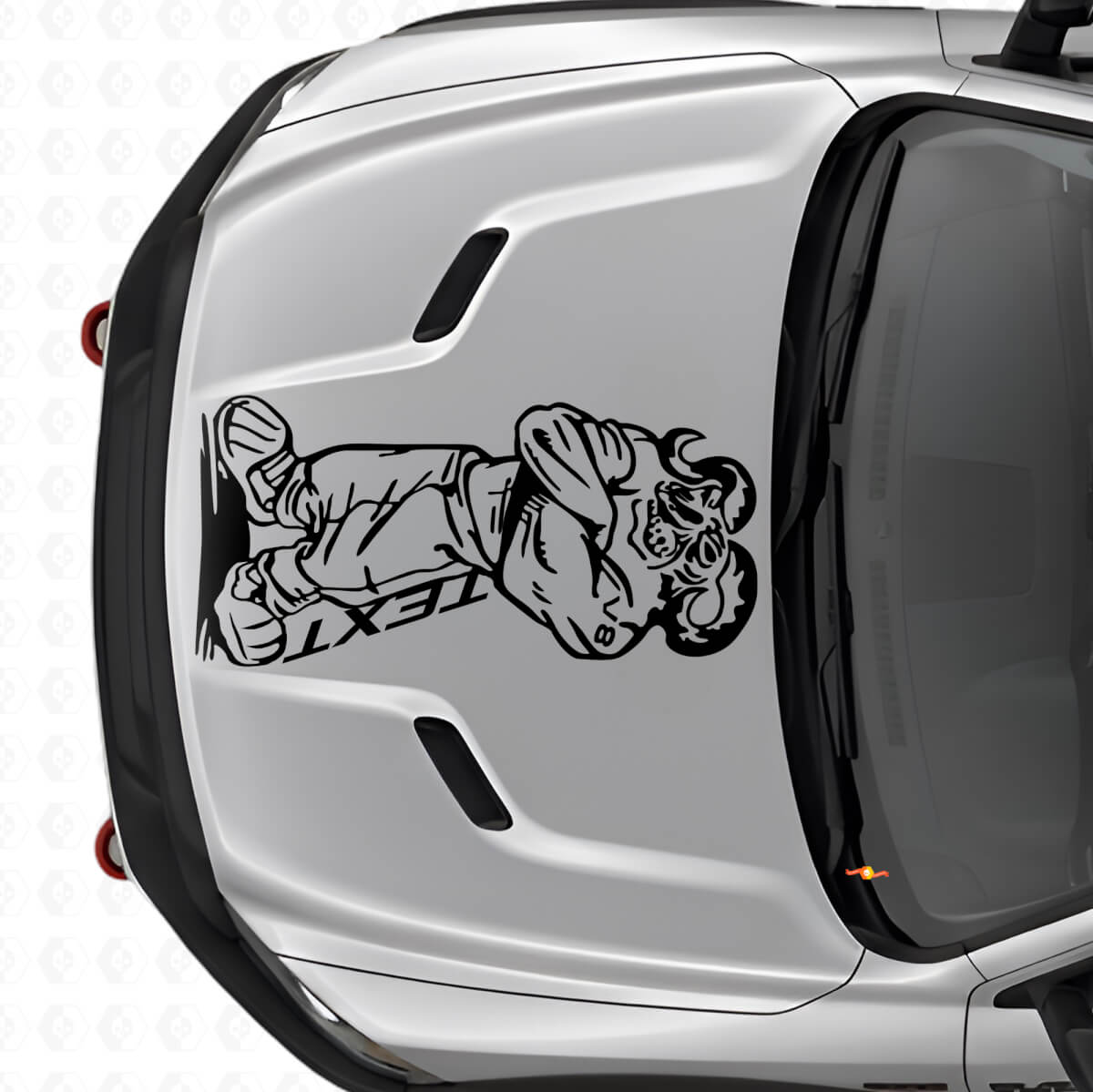 Gangster Rebel V8 with Custom Text Hood Vinyl Decal for Dodge Ram Truck