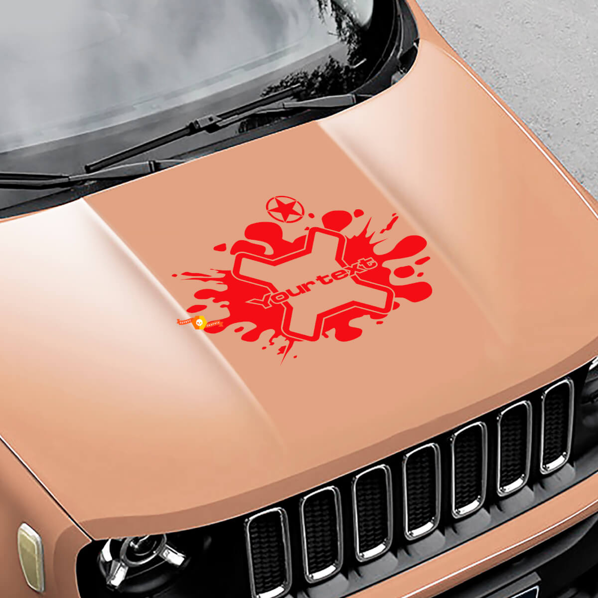 Logo Splash Army Star Grunge Graphic Vinyl Decal Sticker Hood Side for Jeep Renegade