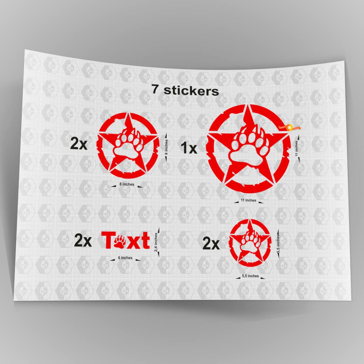 Bear Claw Star Decal Stickers Hood Door Fender for Jeep TJ JK CJ YJ JL Rubicon