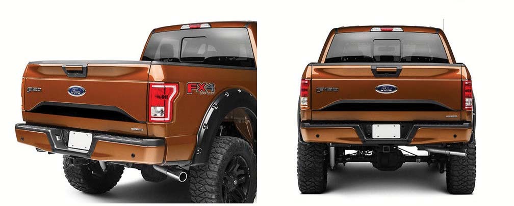 Ford F-150 2015-2017 (Matte Black) Lower Tailgate Panel Stripes Sticker Decal
