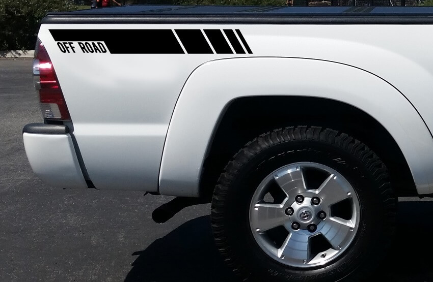 Off Road Rear Side Stripes Vinyl Decal Kit for Toyota Tacoma and 4Runner