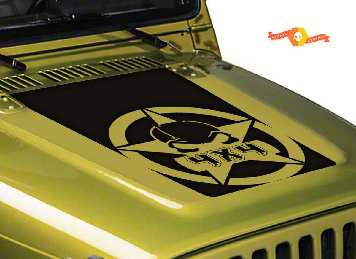Gas Mask 4x4 Star Hood Vinyl Decal for Jeep Wrangler LJ TJ JK JKU